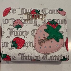 Juicy Couture White Wallet with Red & Pink Strawberry Accents